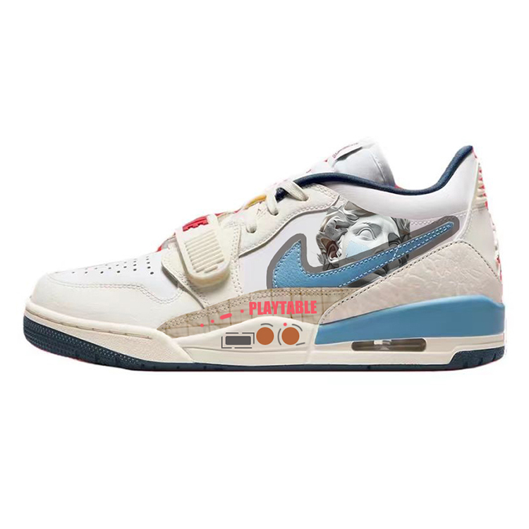Jordan Legacy 312 Wear-Resistant Breathable Slip-Resistant Low-Top Vintage Basketball Shoes Unisex White Blue