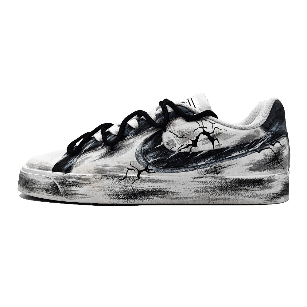 Nike Court Royale Anti Slip Wear Resistant Low Top Skateboard Shoes Unisex Black White Gray
