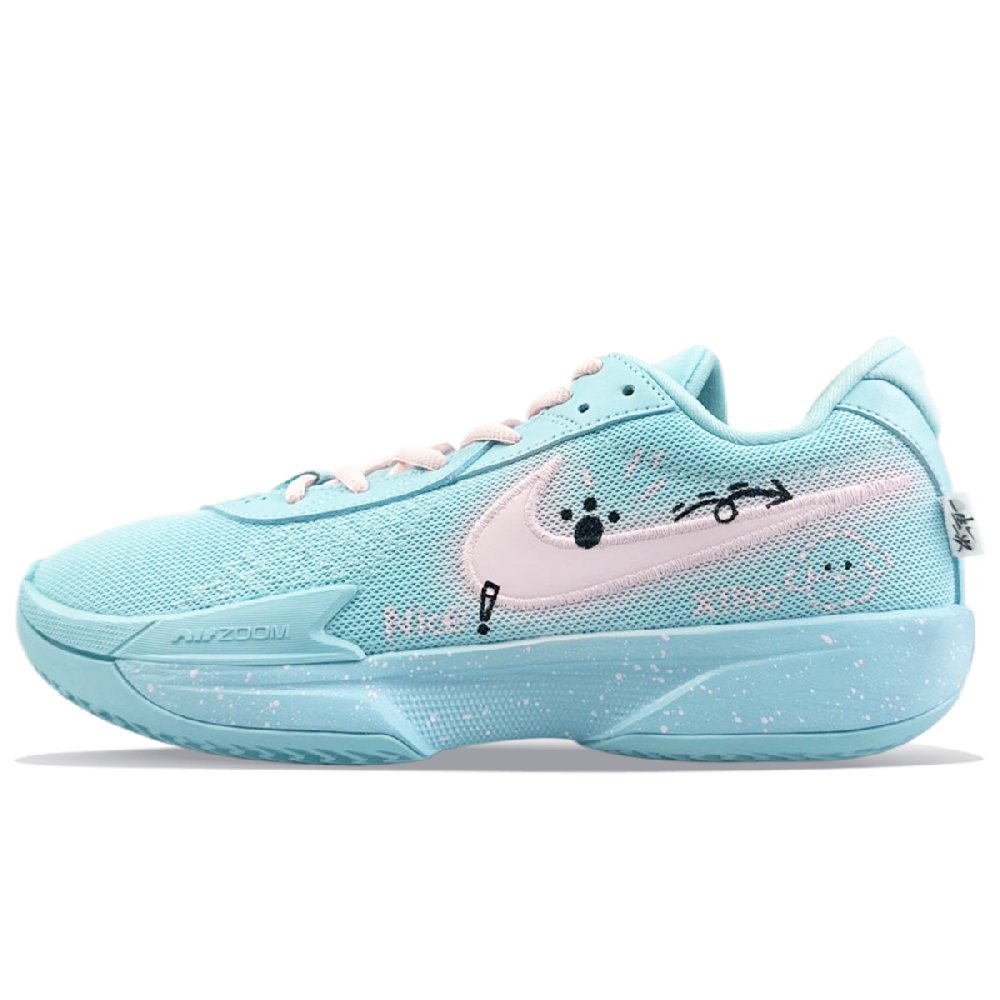 Nike Air Zoom G.T. Cut Academy Cushioning, Wear Resistant Low Top Basketball Shoes Unisex Blue Pink Asian Version