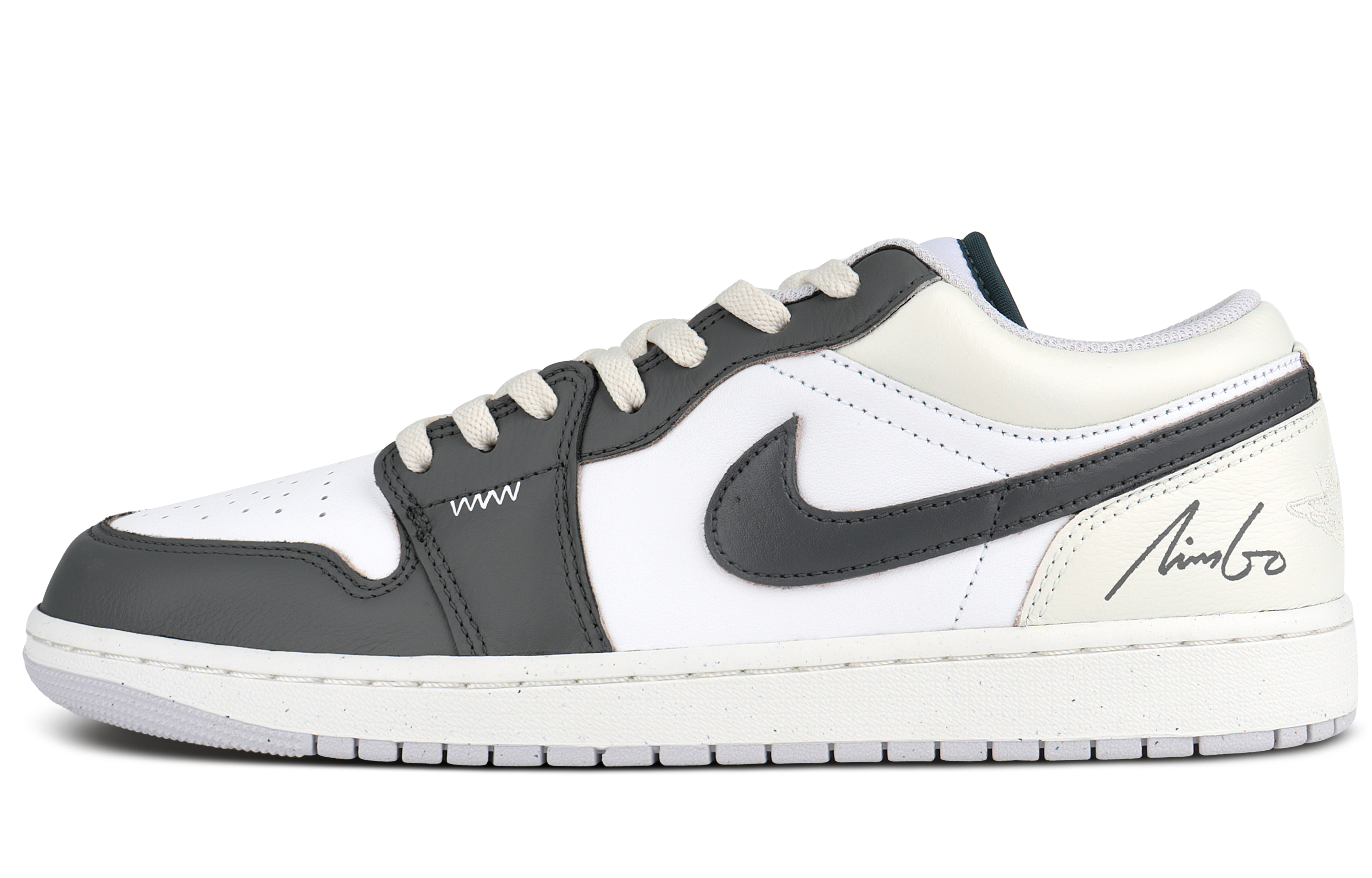 Jordan Air Jordan 1 Cushioning, Wear Resistant Low top Vintage Basketball Shoes Men's Ecru Gray