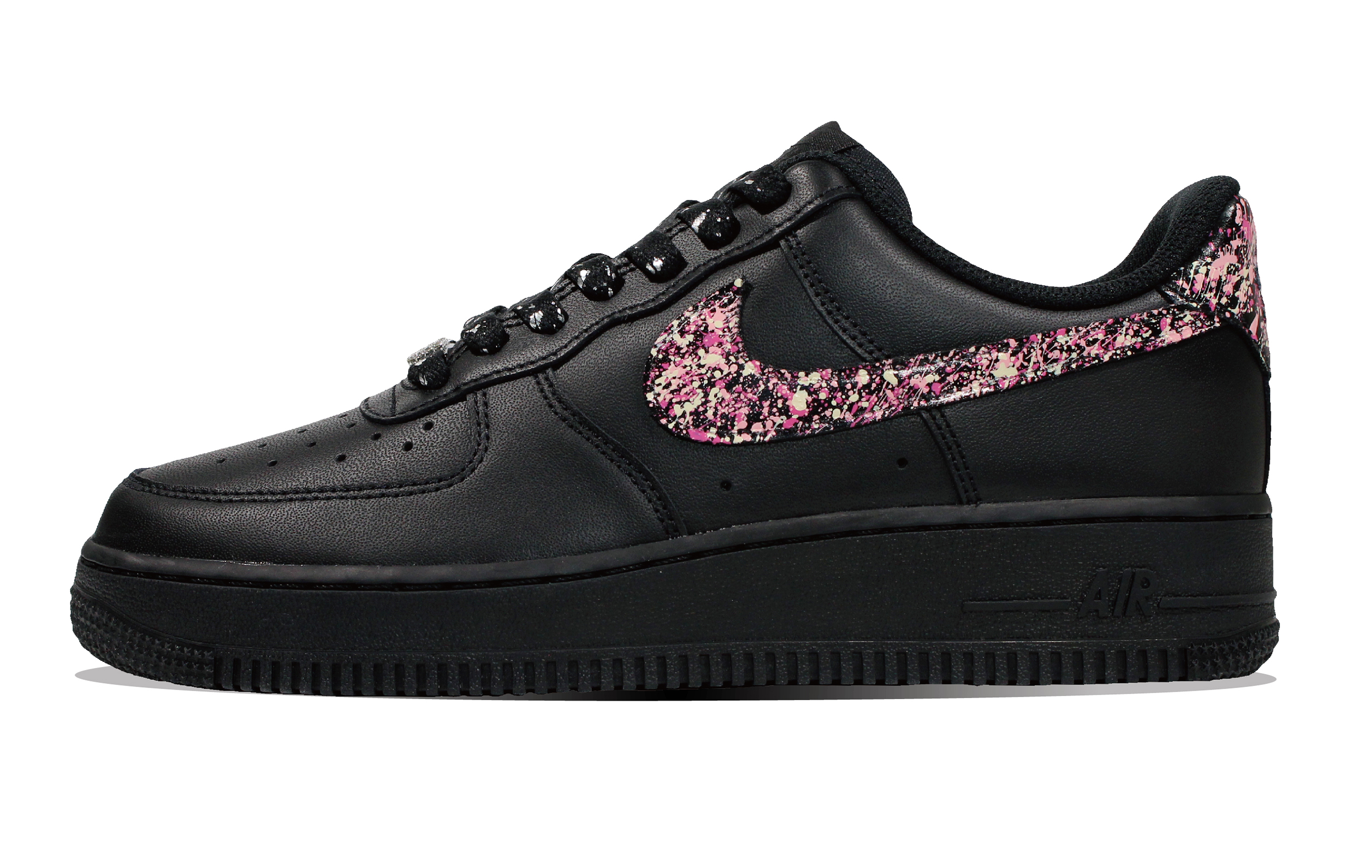 Nike Air Force 1 Air Force 1 Floral Star Spirit Low-Top Skateboard Shoes Unisex Black Pink