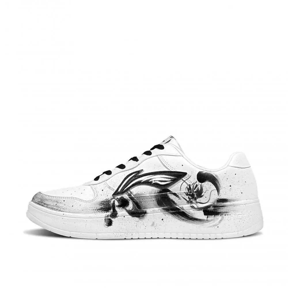 LiNing Pontoon Boats Anti Slip And Wear Resistant Height Increasing Low top Skateboard Shoes Men's Black White