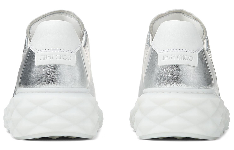 Jimmy Choo Diamond Light Maxi/F Low Top Stylish Skateboarding Shoes Women's Silver White