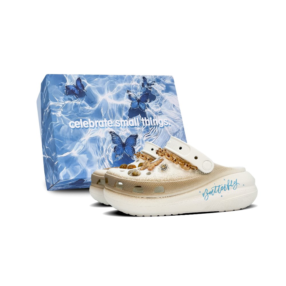 Crocs Crush Clog Clogs Unisex White Brown Box