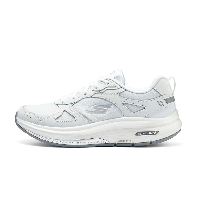 Skechers Cushioning Wear-Resistant Low-Top Running Shoes Women's White Silver