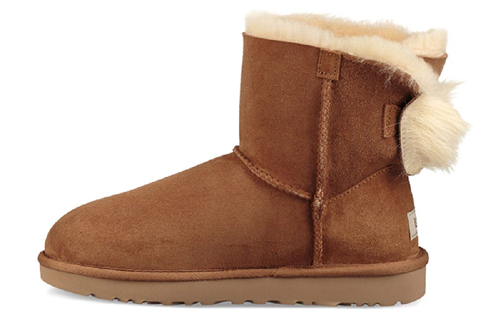 UGG Fluff Bow Mini Fleece Lined Brown Women's