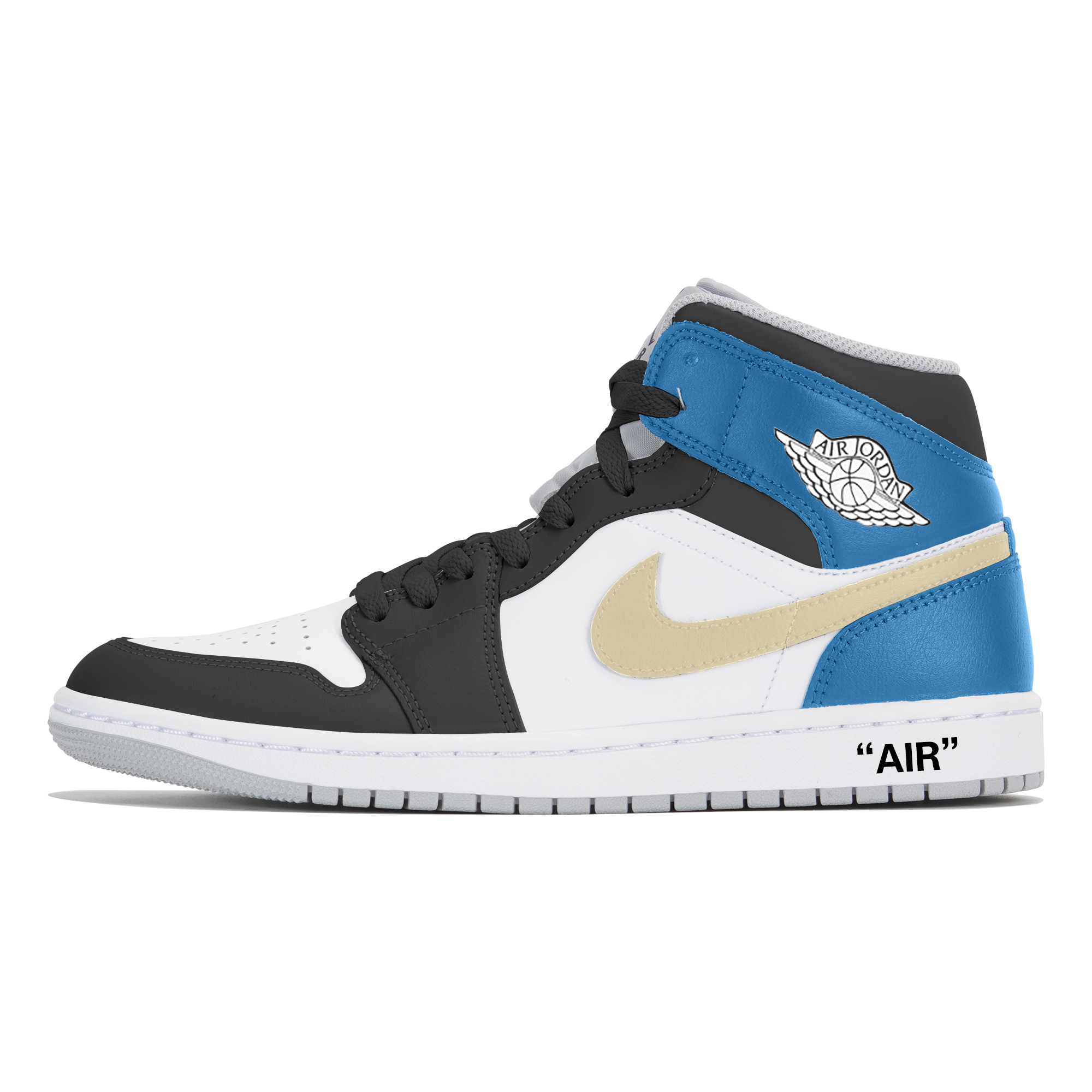 Jordan Air Jordan 1 Wear-Resistant Mid-Top Vintage Basketball Shoes Men's Blue Black купить в интернет-магазине Yoocart с быстрой доставкой по России.