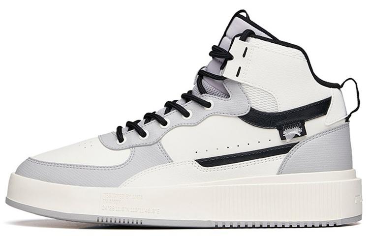 Anta Anti Slip Wear Resistant High Top Skateboard Shoes Men's White Gray