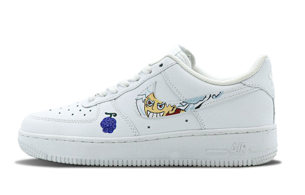 Nike Air Force 1 Low Top Skateboard Shoes Men's White Blue