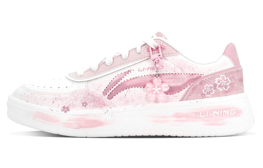 LiNing Su Slip Resistant Shock Absorbers Lightweight Low Top Skateboard Shoes Women's Cherry Blossom Pink