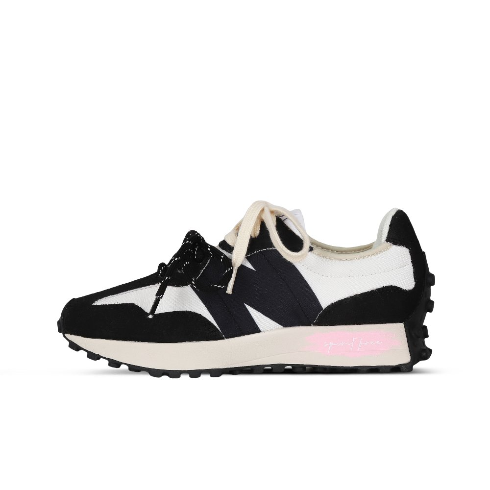 New Balance NB 327 Cushioning, Breathable, And Wide Coverage Low Top City Commute Running Shoes Unisex Black White Pink
