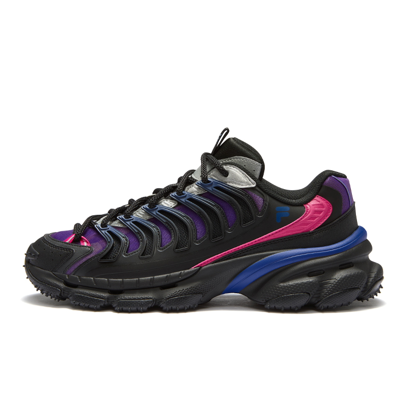 FILA FUSION BRACKET Starship Shoes Anti Slip Wear Resistant Low Top Casual Shoes Men's Black Iron Blue Purple