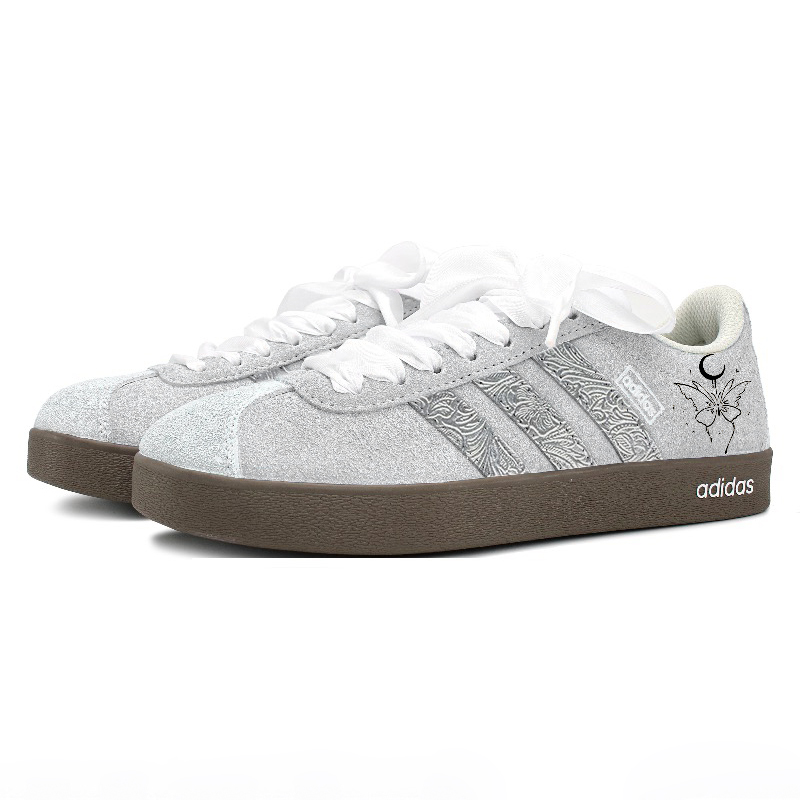 Adidas Neo VL Court 2.0 Cushioning Wear-Resistant Low-Top Skateboard Shoes Unisex Silver Gray