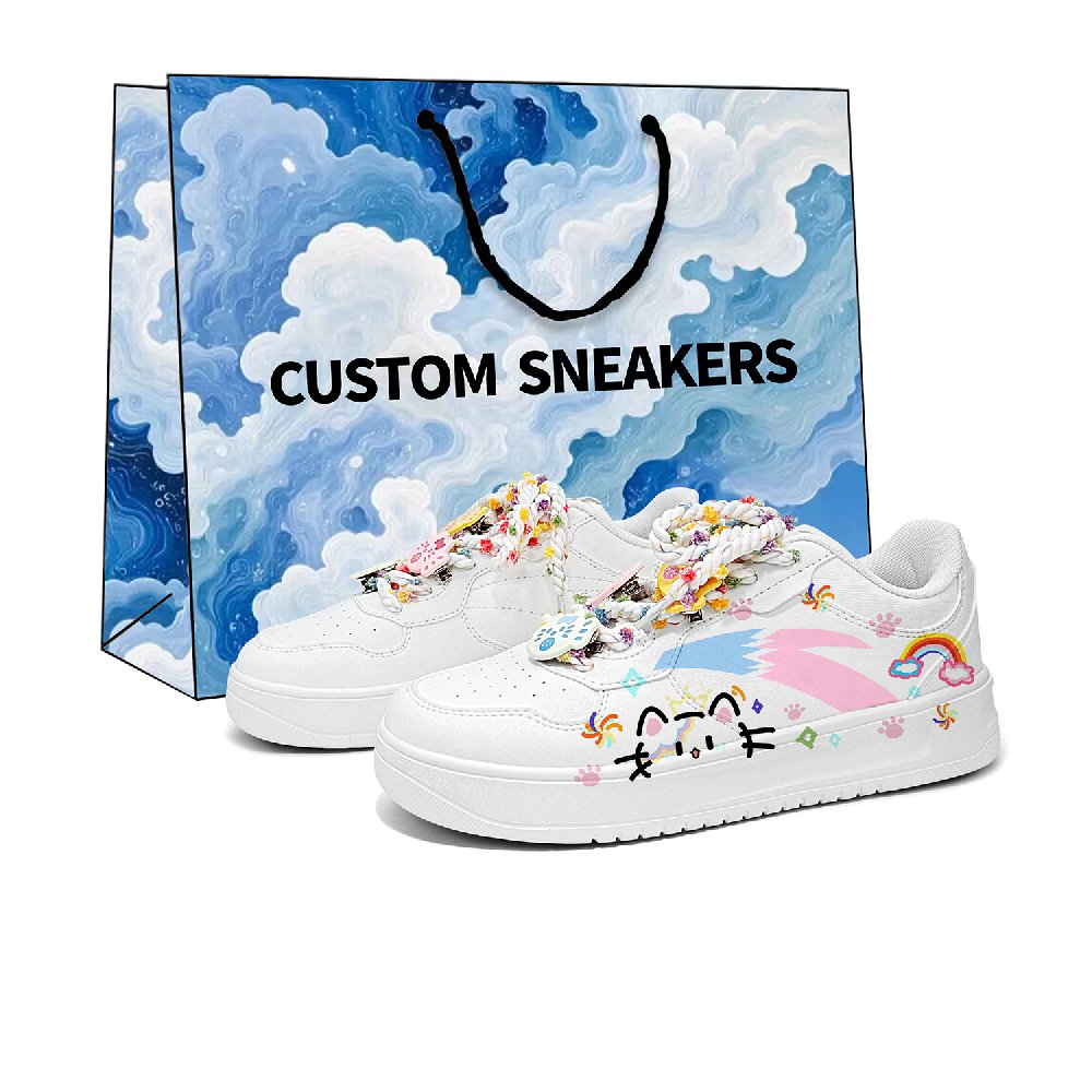 Anta Relaxed Lightweight Height Increasing Low Top Skateboard Shoes Unisex White Pink Blue