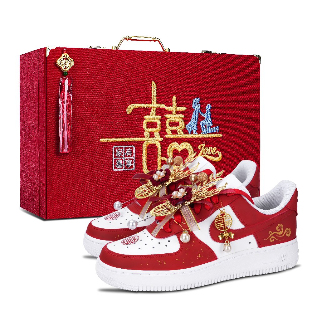 Nike Air Force 1 Heaven's Perfect Match Abrasion Resistant Low Top Skateboard Shoes Unisex Red