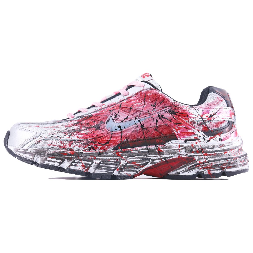 Nike Initiator Low Top Running Shoes Men's Black Red Silver