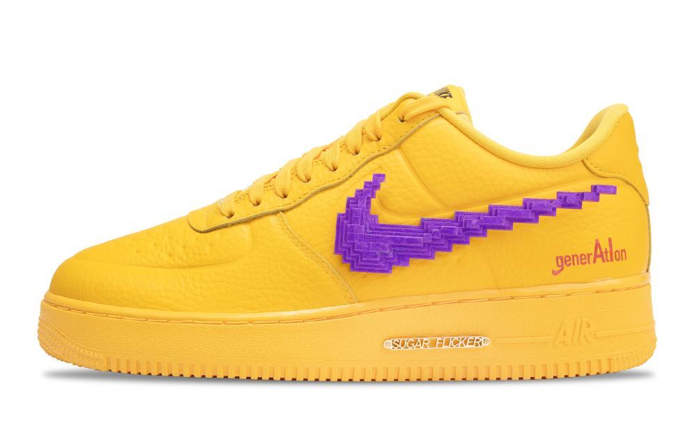 Nike Air Force 1 Purple Cube Anti-Slip Wear-Resistant Low-Top Skateboard Shoes Men's Yellow