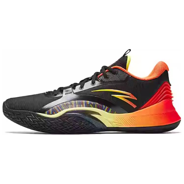 Anta Anti-Slip Wear-Resistant Low-Top Basketball Shoes Men's Black Orange