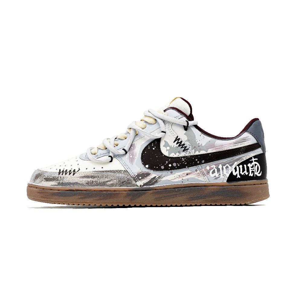 Nike Court Vision 1 Gothic Secret Language Cushioning, Wear Resistant Low Top Skateboard Shoes Men's Light Gray