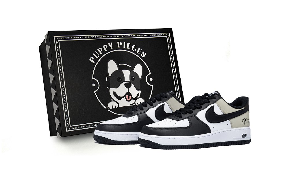 Nike Air Force 1 Puppy Fragment, Special Shoe Box Low Top Skateboard Shoes Men's White Gray