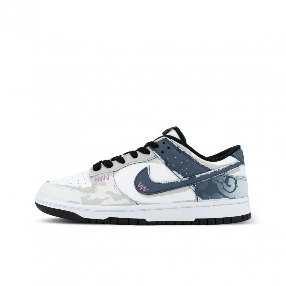 Nike Dunk Low Panda, Sea Sanctuary Abrasion Resistant Low top Skateboard Shoes Unisex White Blue