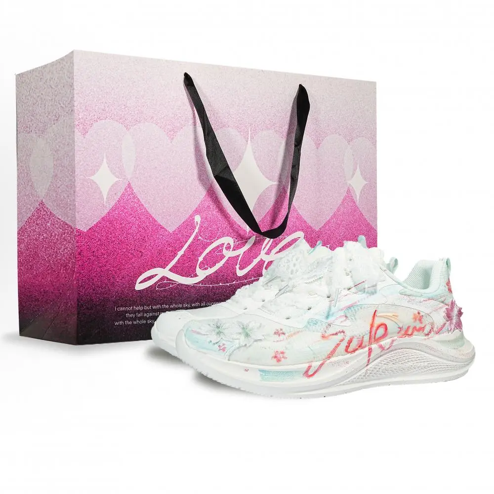 Anta Shock Absorbers Abrasion Resistant Slip Resistant Low top Casual City Commute Running Shoes Women's White Pink