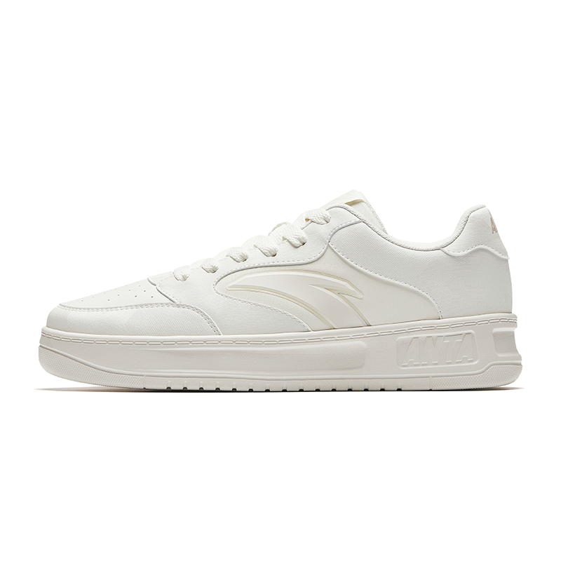 Anta Height Increasing Abrasion Resistant Lightweight Low Top Skateboard Shoes Men's Ivory White