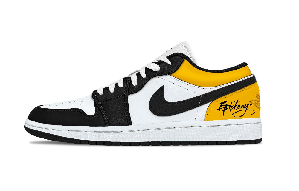 Jordan Air Jordan 1 Lakers Low Top Vintage Basketball Shoes Unisex Neon Yellow