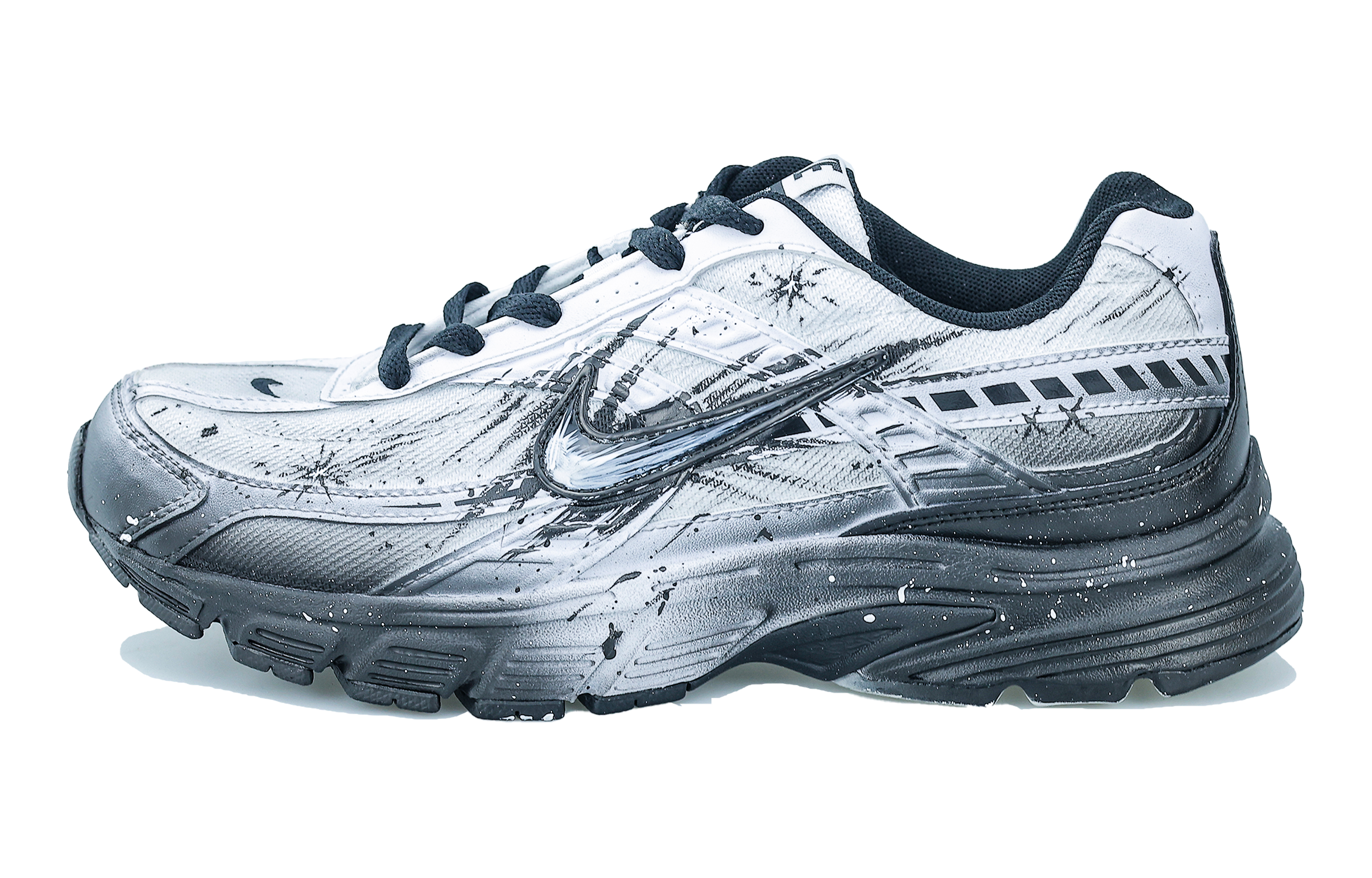 Nike Initiator Cushioning, Breathable, Supportive Low top Outdoor Shoes Unisex Silver White Black