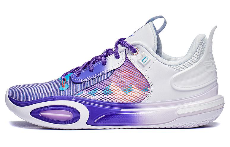 LiNing All City 11 Snow Mountains Cushioning Anti-Slip And Wear-Resistant Low-Top Basketball Shoes Men's Purple White