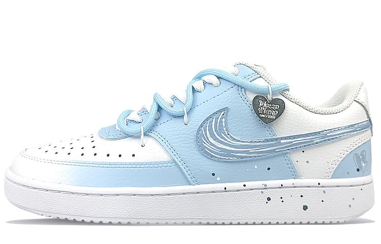 Nike Court Vision 1 Slip-Resistant Cushioning Wear-Resistant Lightweight Low-Top Skateboard Shoes Men's White Blue