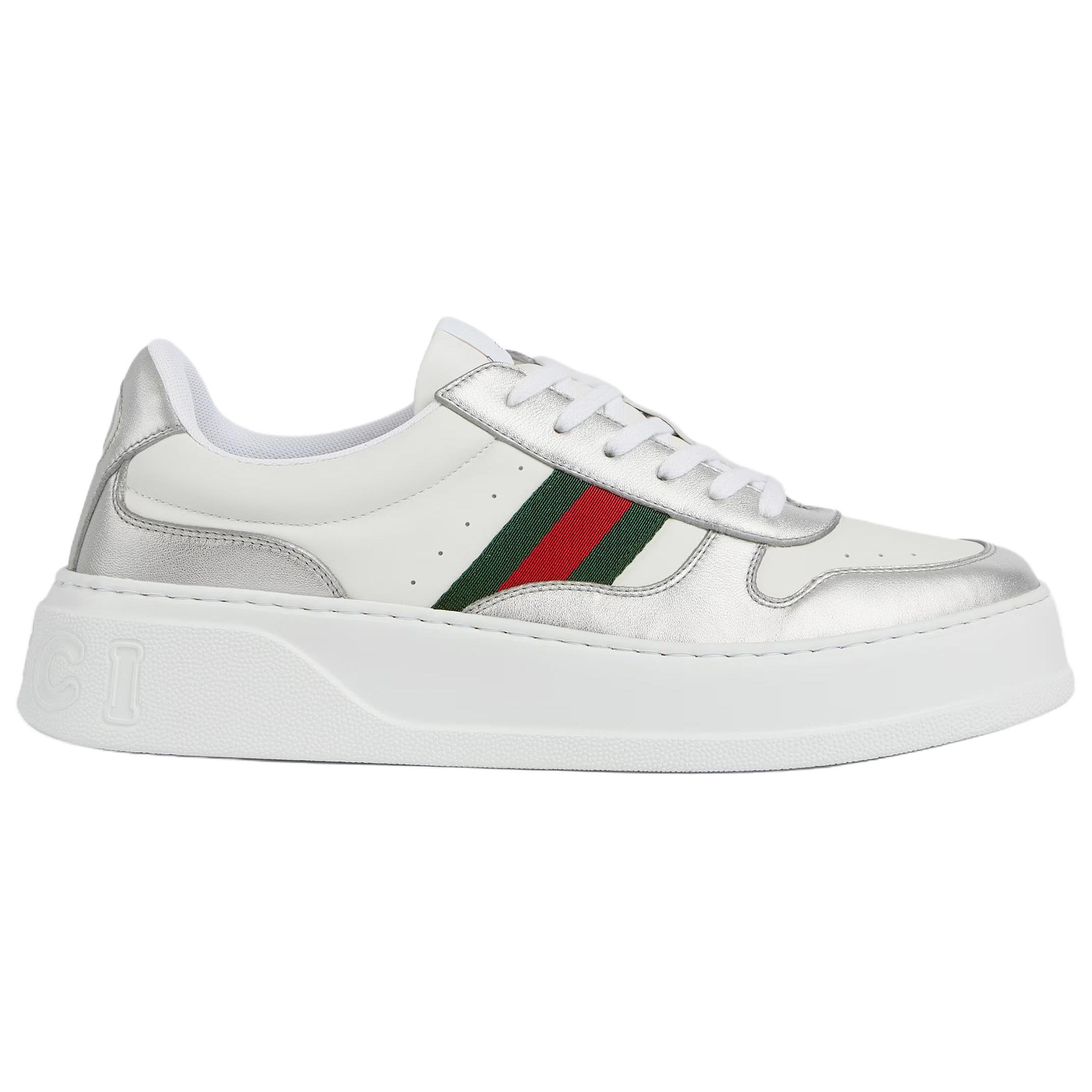 GUCCI Low top Skateboard Shoes Men's Silver