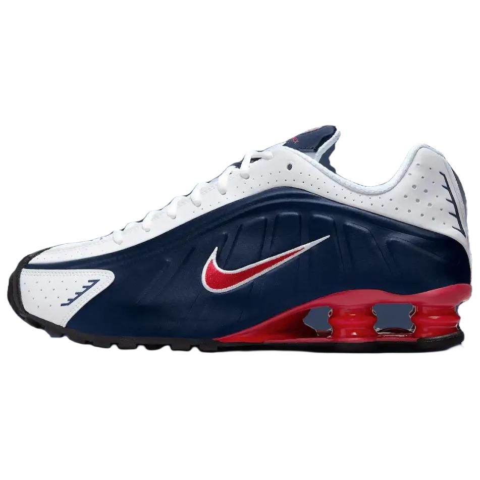 Nike Shox R4 Anti Slip Wear Resistant Low Top Casual Running Shoes Unisex Blue White