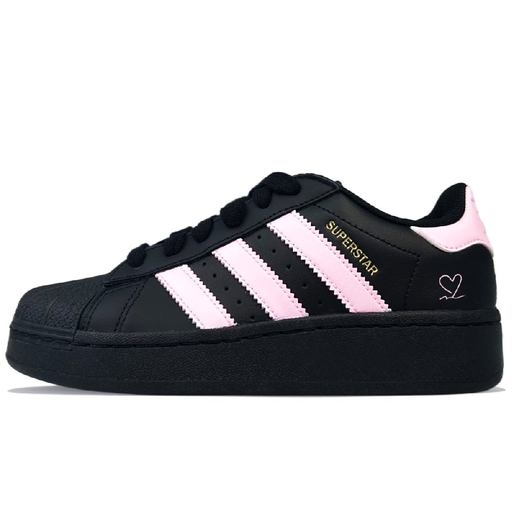 Adidas Originals SUPERSTAR XLG Anti-Slip Wear-Resistant Low-Top Skateboard Shoes Unisex Black Pink