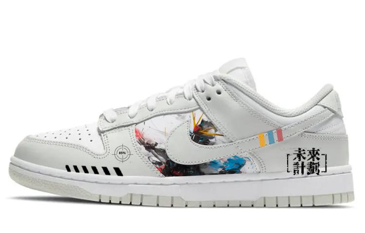 Nike Dunk Anti-Slip Wear-Resistant Low-Top Skateboard Shoes Women's White Gray