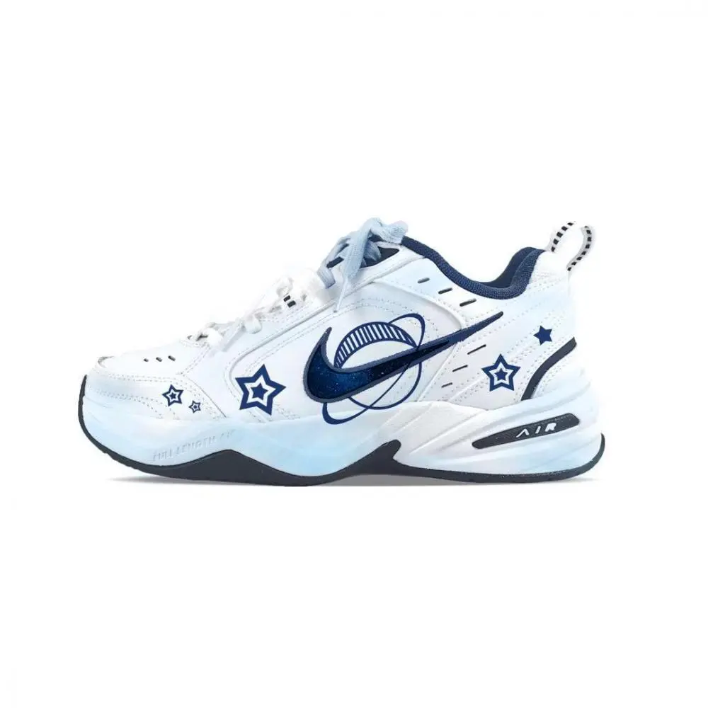 Nike Air Monarch 4 Abrasion Resistant Breathable Low top Chunky Sneakers Unisex Blue White