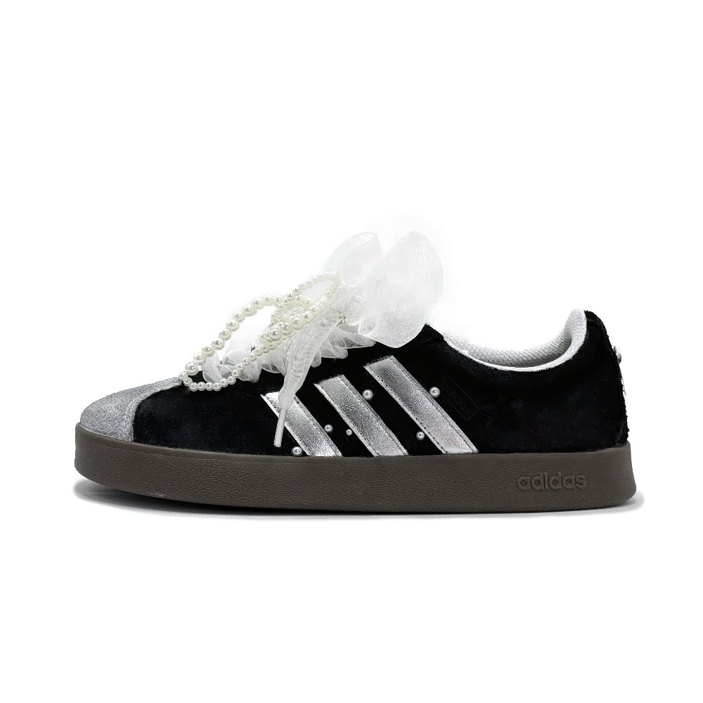 Adidas VL COURT 2.0 Black Swan Cushioning, Wear Resistant Low Top Skateboard Shoes Unisex Silver