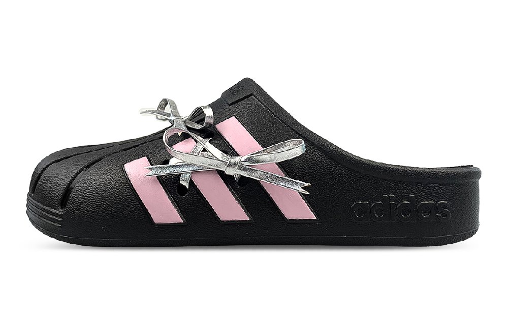 Adidas ADILETTE CLOGS Abrasion Resistant Closed Toe Slippers Unisex Black Pink