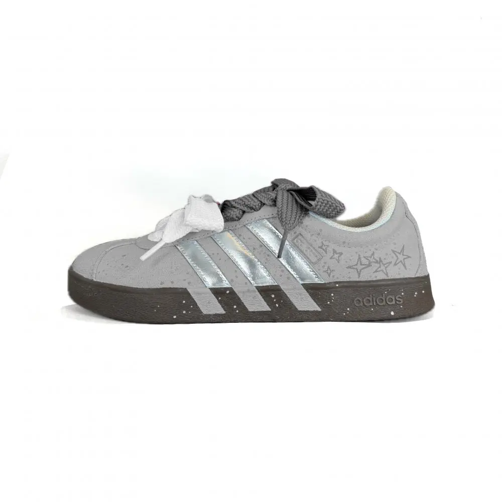 Adidas VL COURT 2.0 Abrasion Resistant Low Top Skateboard Shoes Unisex Silver Gray