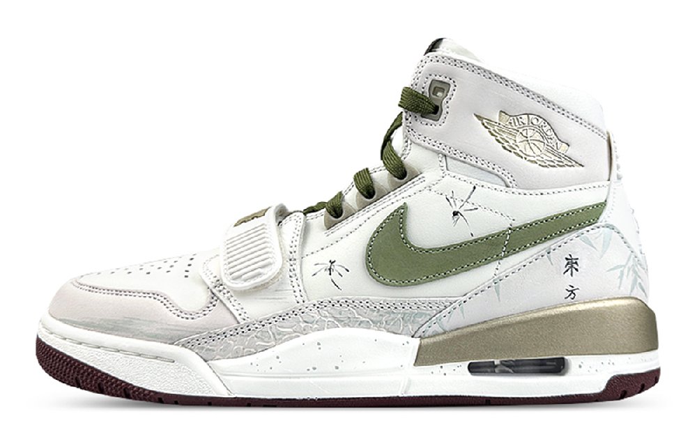 Jordan Legacy 312 Slip-Resistant High-Top Vintage Basketball Shoes Men's White Green