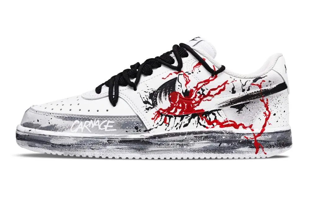 Nike Court Vision 1 Cushioning, Wear Resistant Low top Skateboard Shoes Unisex Black White Red