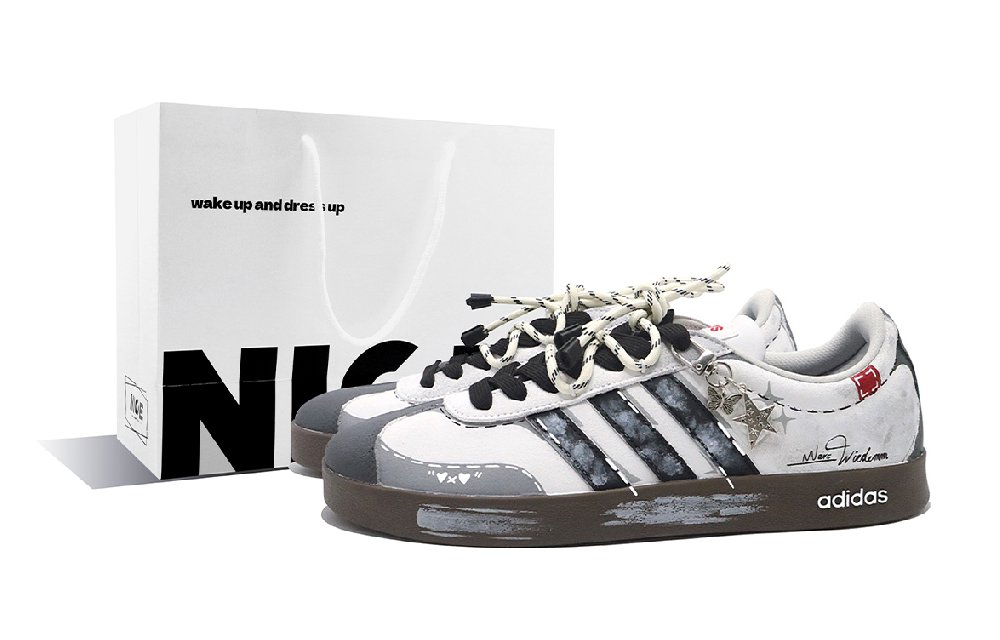 Adidas VL Court 2.0 Skateboard Shoes Unisex Low top White/Gray/Red