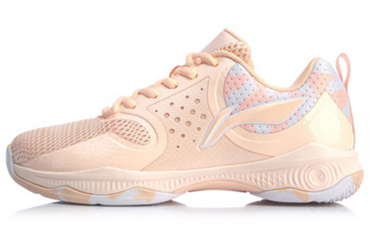LiNing Battle Halberd TD Rebound Cushioning Breathable Wear Resistant Low Top Badminton Shoes Women's Neon Orange Pink