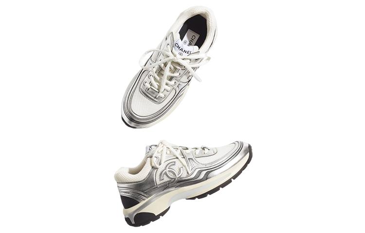 CHANEL CC Logo Sneaker 'White Silver' Men's