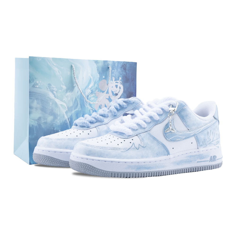 Nike Air Force 1 Fairy Spirit Anti Slip Wear Resistant Low Top Skateboard Shoes Men's Sky Blue