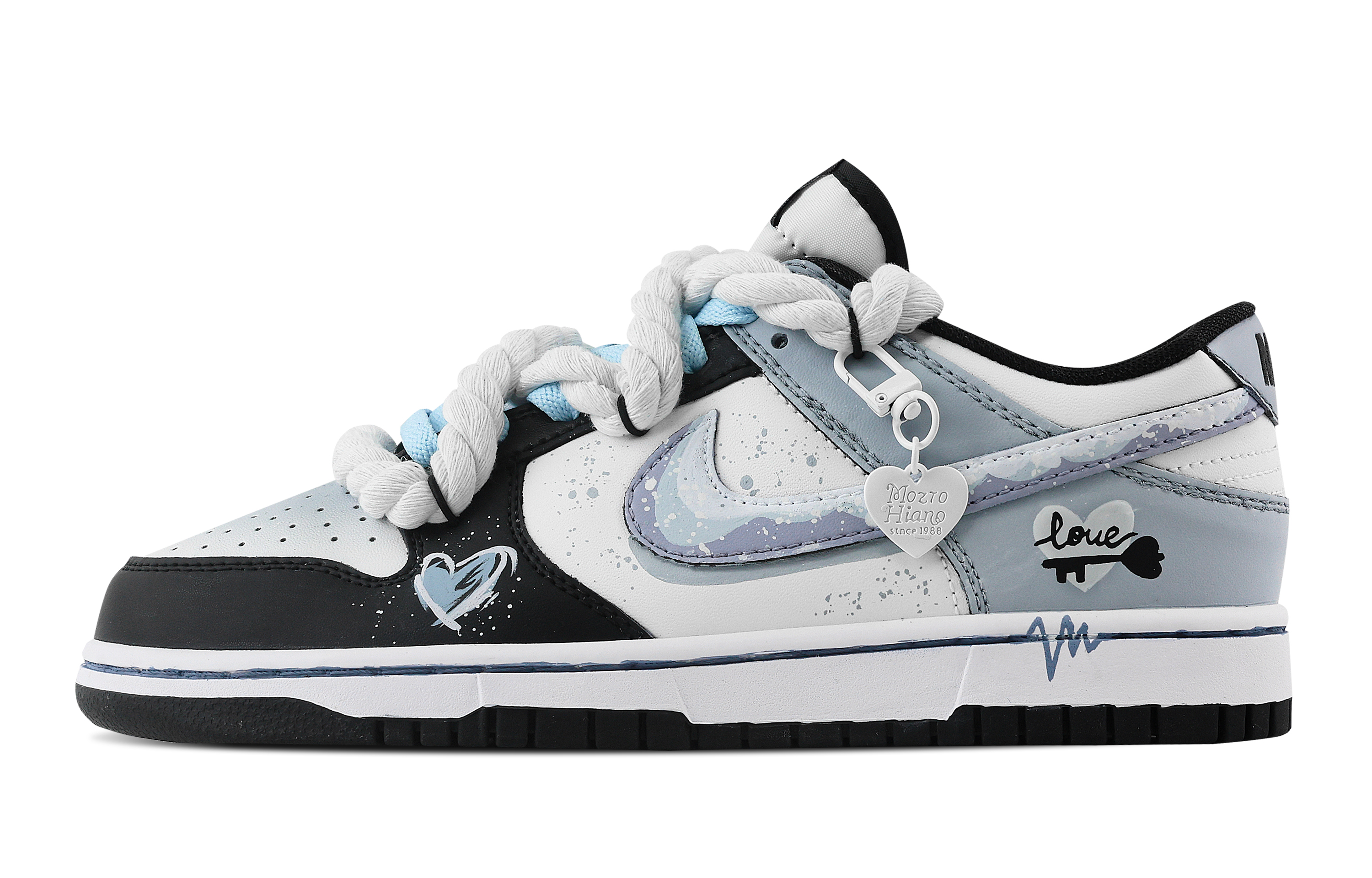 Nike Dunk Key Starfish Sea Slip Resistant Abrasion Resistant Low top Skateboard Shoes Unisex Black Blue