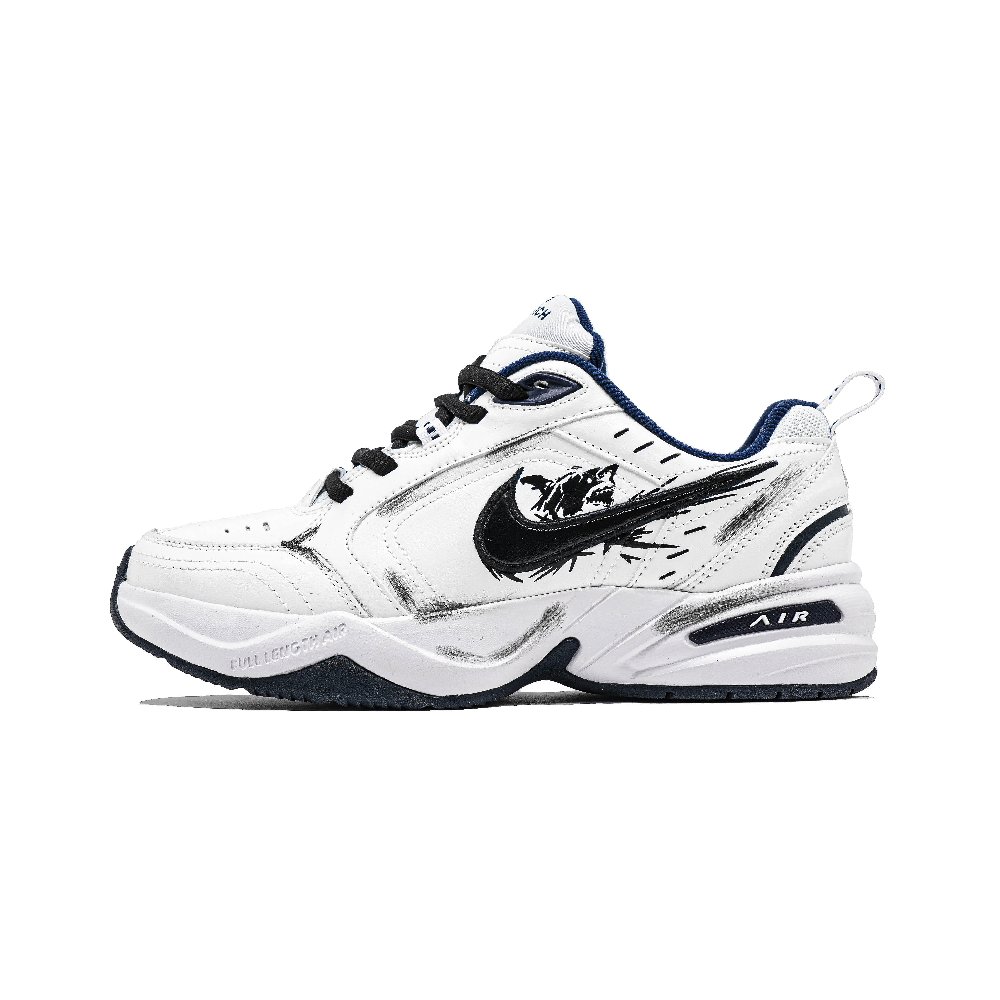 Nike Air Monarch 4 Deep Sea Mad Shark Abrasion Resistant Low Top Chunky Sneakers Unisex Black White