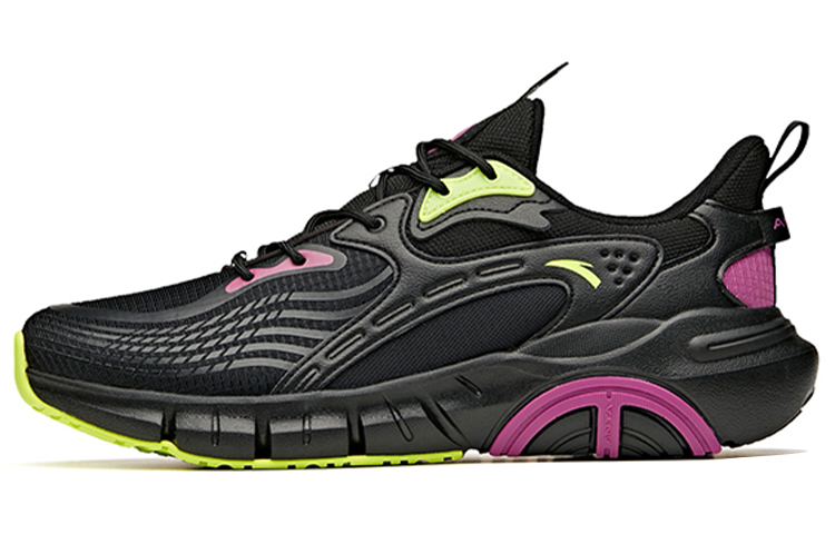 Anta Cushioning Breathable Lightweight Wear-Resistant Slip-Resistant Low-Top Running Shoes Men's Black Purple Green