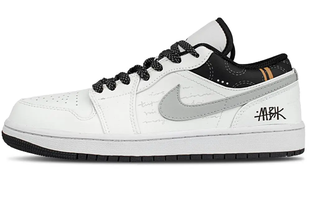 Jordan Air Jordan 1 Cushioning And Breathable Low top Vintage Basketball Shoes Unisex White