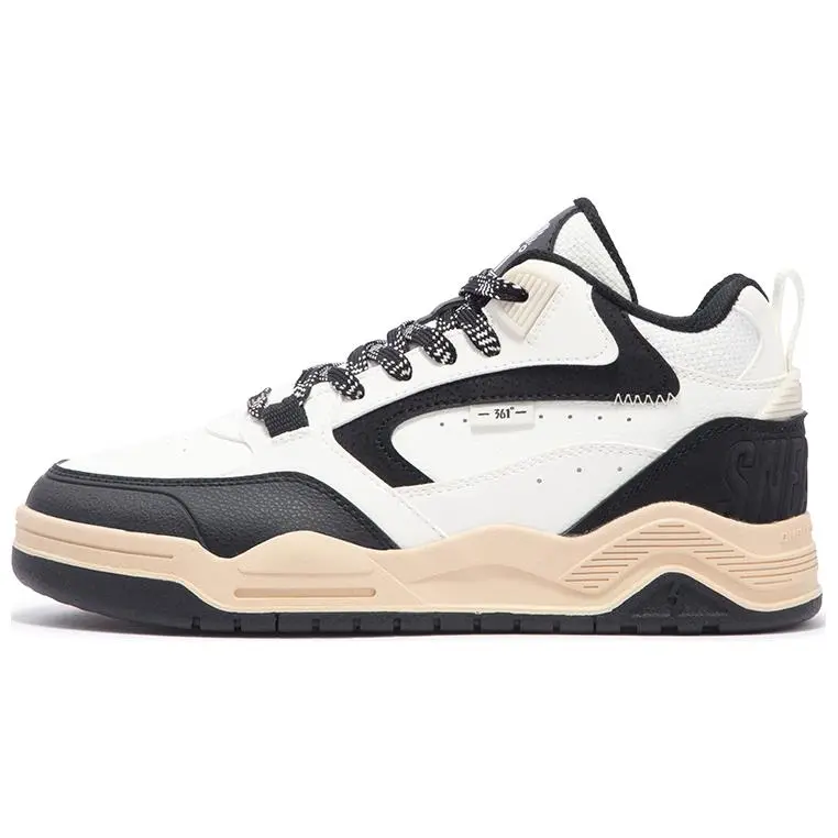361° Wear-Resistant Slip-Resistant High-Top Skateboard Shoes Women's White Black Beige